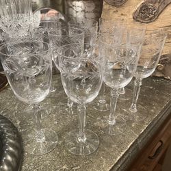 Twenty Four Vintage Mid-Century Fostoria wine and martini glasses 12 of each comes with the cases for easy storage $150  #Crystal