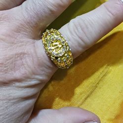 Sterling Silver Gold Toned Ring With A Crown, 9.5