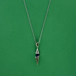 Geometric Rhombus Pendant Necklace for Men Women,Punk Hip Hop Unisex Style