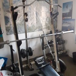 Weights / Plates- Squat Rack w /over head pulley