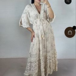 Magdalena Maxi Dress - Lt Blush. One Size. NEW