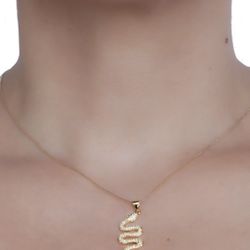 Delicate Crystal  Snake Necklace