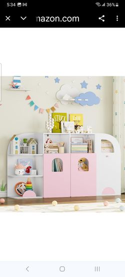 FOTOSOK Toy Storage Organizer, 53.7” Toy Organizers and Storage with Truck Design, Tox Box with 12 Storage Cubbies .