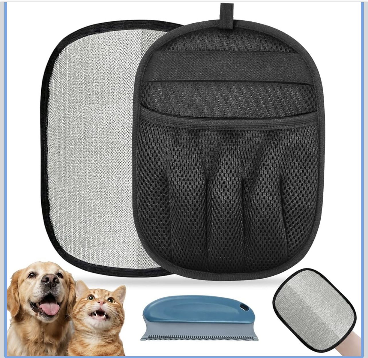 GRENTY Pet Hair Removal Gloves (1 Pcs), Upgraded Five-Finger Electrostatic Pet Hair Removal Tools, Dogs & Cats Magic Brush Pet Hair Remover for Clothi