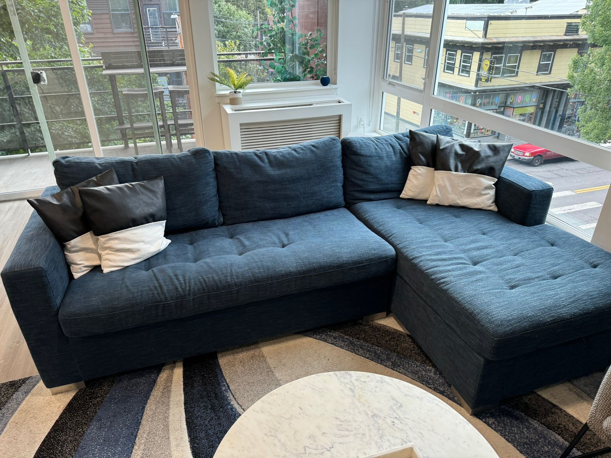 Blue Article Sectional Sleeper