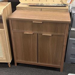Fluted Storage Cabinet, Sideboard Buffet with Storage, 2 Door 1 Drawer Adjustable Shelf, Accent Cabinet