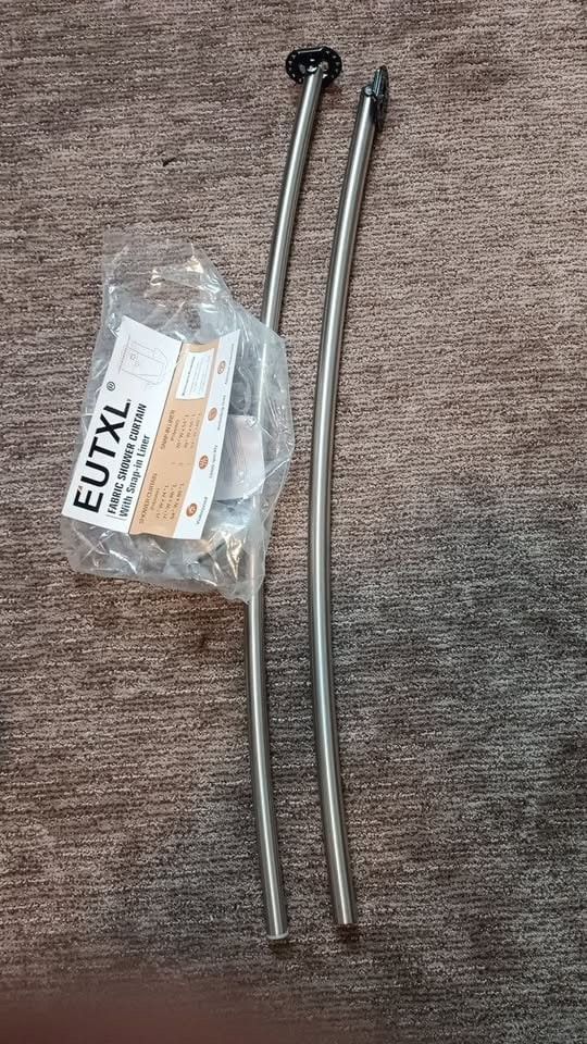 EUTXL Curved Fabric Shower Curtain Rod – NEW – $18