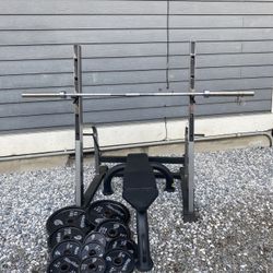 Squat Rack With Weight Bench Weights Bars 
