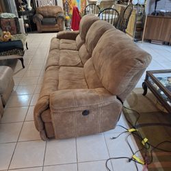 Dark Tan Microfiber Triple Electric Recliner 