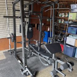 Vesta Fitness Smith Machine 1001 w/Bench Attachment | 230lb Bumpers Olympic Weights | 7ft Olympic Bar | Fitness | Gym Equipment | FREE DELIVERY 🚚 