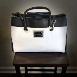 Calvin Klein Purse/Tote Bag•Black&White Faux Leather