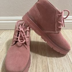 UGG Pink Neumel Suede Chukka Boots Plush Wool Lining (Size 8)
