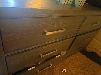 Queen size bed frame with 6 drawers with mirror and night stand