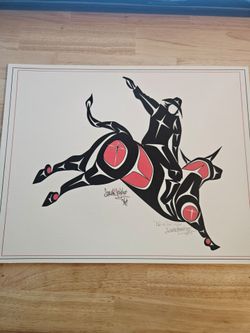Native American coast salish style Saddle Bronc Tribal design art