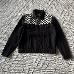 Hysteric Glamour Japanese Checker Flag Black Denim Men’s Jean Jacket