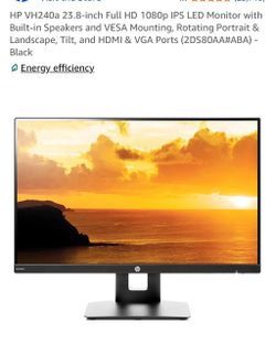 HP 23.8” Full HD Monitor with Speakers