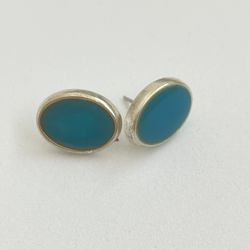 Vintage Turquoise Flat Oval Earrings