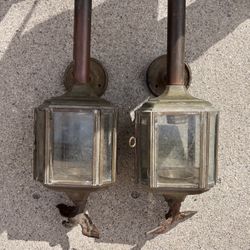 Antique Pair  of Brass/ Copper  Carriage Style Wall Lanterns With , Eagles 