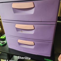 Sterilite three drawer purple and pink