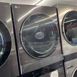 New Scratch And Dent LG Font Load Washed Tower Stackable Washer And Dryer. 1 Year Warranty 