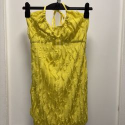 SHEIN Yellow Ruffle Halter Dress- Size Small