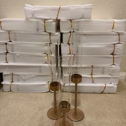 Glass Hurricane Candles (15 sets; 45 total pieces)
