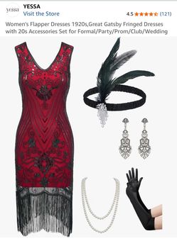 1920s Flapper Dress Set with Accessories