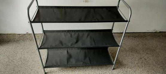 3-Tier Black Fabric Shoe Rack