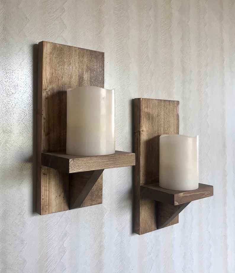 Farmhouse wooden modern succulent shelves, set of two, wall decor,