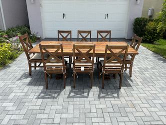 9-Piece Rustic Wood Extendable Dining Table Set with 8 Chairs