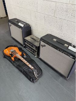 Electric guitar & 2 fender amplifiers