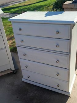 Five drawer white dresser