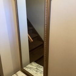 Vintage Mirror And Marble Table For Entranceway Or Hallway