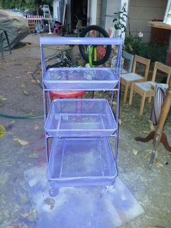 3-Tier A-Frame Metal Mesh Rolling Cart