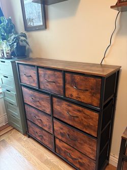 Rustic Industrial 9-Drawer Fabric Dresser / Storage Organizer