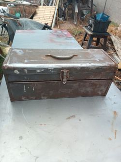Vintage Metal Toolbox with Latch