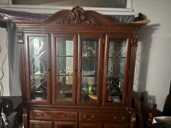 Cherry Wood China Cabinet Hutch