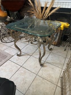 Metal glass table