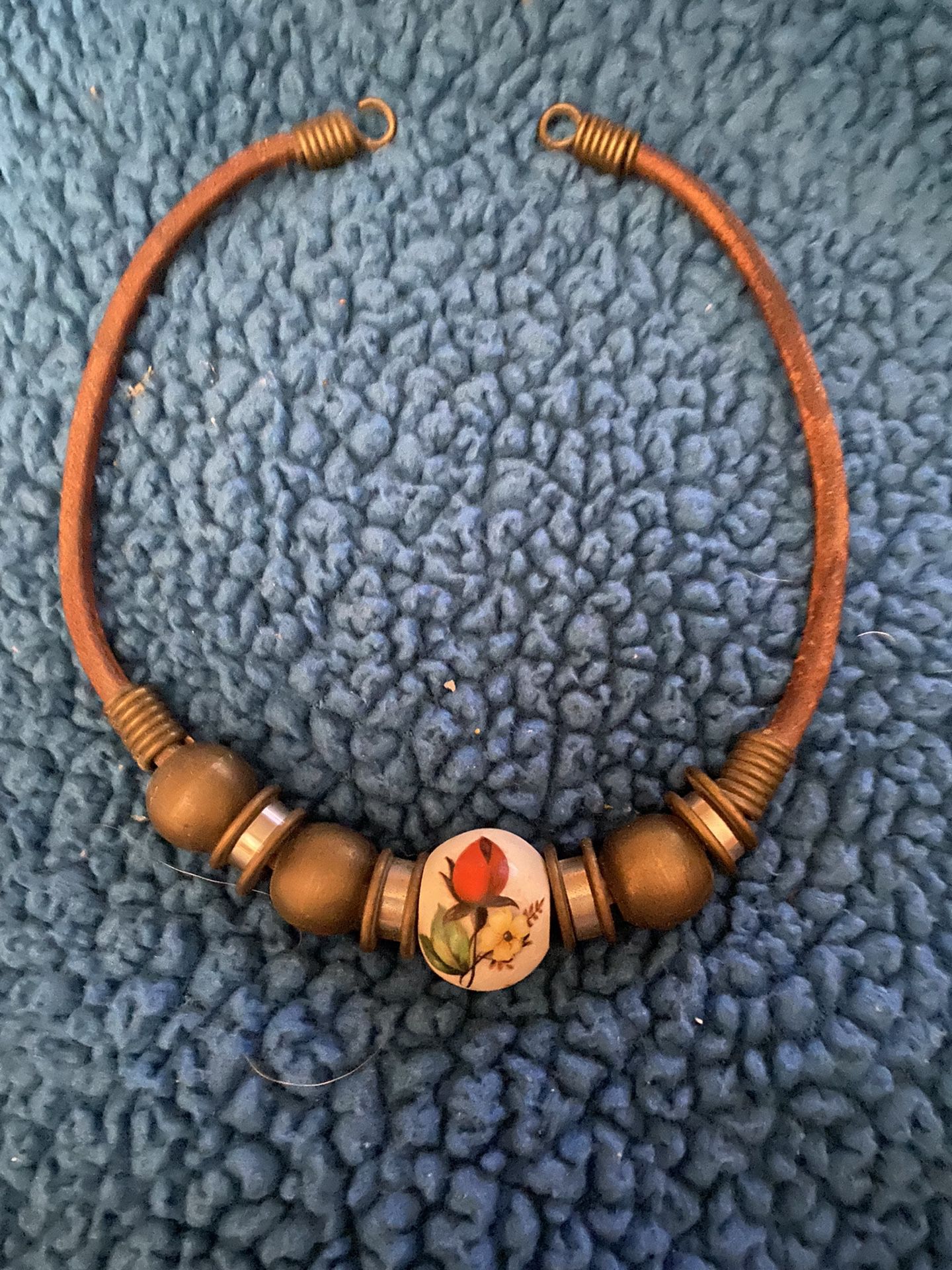 Necklace Brass & Porcelain Choker Style