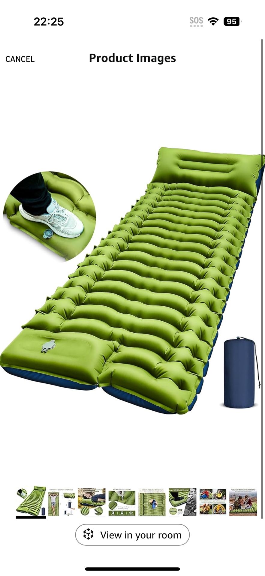 Camping Sleeping Pad, Ultralight Camping Mat with Pillow, Built-in Foot Pump Inflatable Sleeping Pads Compact for Camping Backpacking Hiking Traveling
