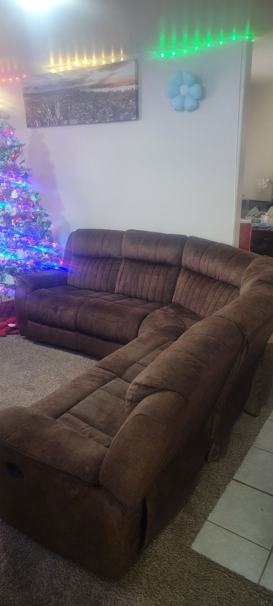 Sofa Seccional De Tela 3 Sofas RECLINABLES