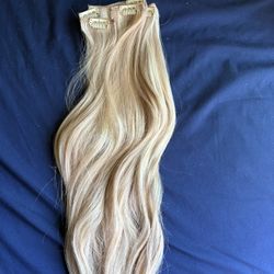 Blonde Real Human Hair Clip In Extensions
