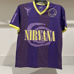Nirvana Men’s Graphic Mesh Football Jersey Style Shirt, Size M