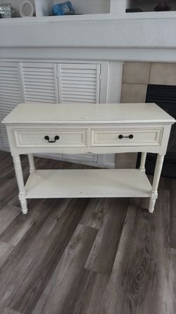 White Wood Console Table with Drawers