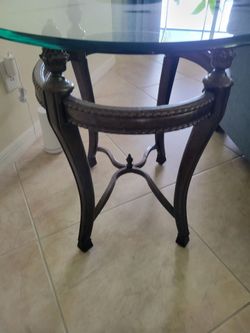 Glass top living room end tables and cocktail table set