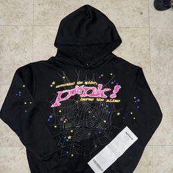Sp5der Hoodie Black With Pink