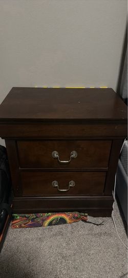 Dark Wood 2-Drawer Nightstand