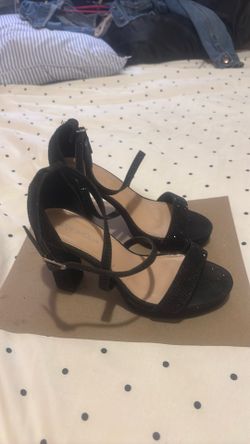Black rhinestone heels