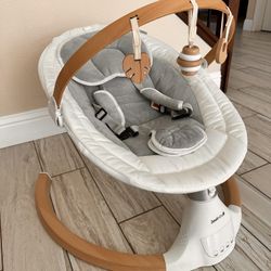 Jool Baby Nova Nature Baby Swing for Newborns with Natural Wood Toys, Electric Motorized Infant Swing