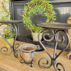 TAKE $5 OFF NOW/Beautiful High Fashion Home Design Heavy Iron Candleholders (2) ONLY $25!!!!